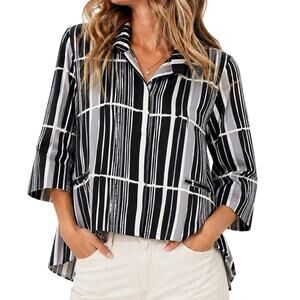 Snapdragon & Twig Sz Medium Black White Wearable Art Jacket Shirt Top Artsy